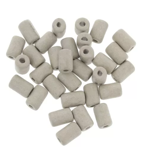Cuentas tubos estilo Heishi de cerámica 6.8x10 mm - Marrón Claro mat x10