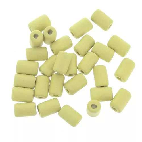 Cuentas tubos estilo Heishi de cerámica 6.8x10 mm - Amarillo limón mat x10