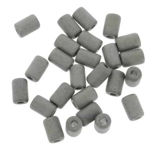 Cuentas tubos estilo Heishi de cerámica 6.8x10 mm- Gris Oscuro mat x10