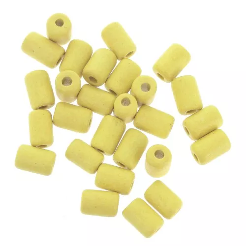 Cuentas tubos estilo Heishi de cerámica 6.8x10 mm - Amarillo mat x10