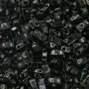 Miyuki Half Tila Beads 5x2.3x1.9mm HTL-4511 - Opaque Black Picasso x10g|raw }}