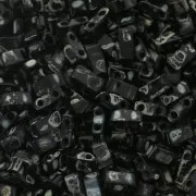 Miyuki Half Tila Beads 5x2.3x1.9mm HTL-4511 - Opaque Black Picasso x10g