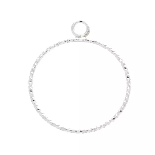 Colgante redondo diamantado 24x20 mm de Plata 925 x1