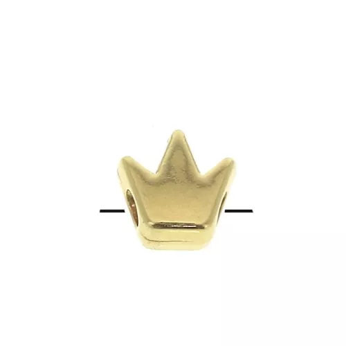 Cuenta mini corona de zamac - 5 mm - Dorado con oro fino x1
