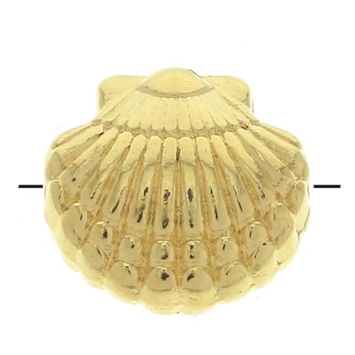 Cuenta concha de zamac - 11.5 mm - Dorado con oro fino x1