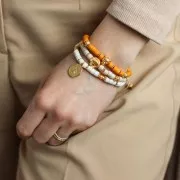 Cuenta concha de zamac - 11.5 mm - Dorado con oro fino x1