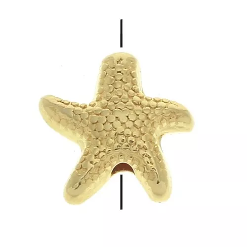 Cuenta estrella de mar de zamac 10 mm - Dorado con oro fino x1