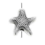 Cuenta estrella de mar de zamac 10 mm - Chapado Plateado envejecidox1