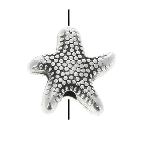 Cuenta estrella de mar de zamac 10 mm - Chapado Plateado envejecidox1