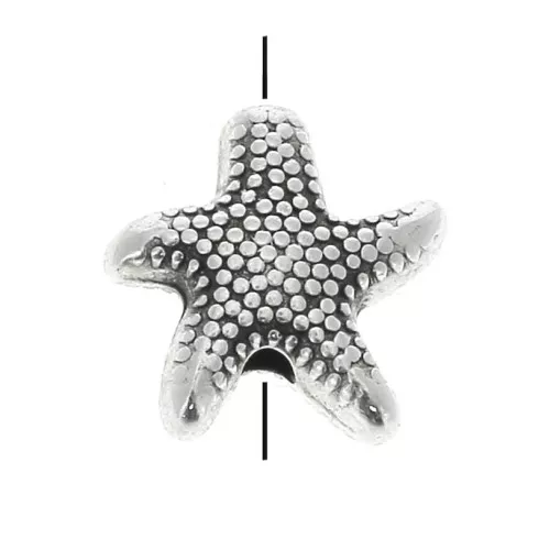 Cuenta estrella de mar de zamac 10 mm - Chapado Plateado envejecidox1