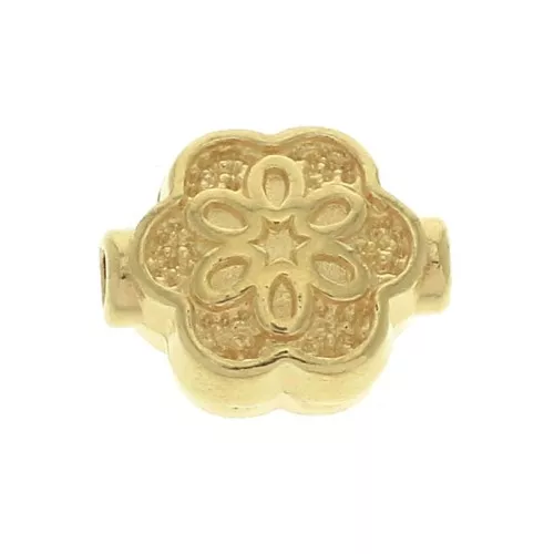 Cuenta flor trabajada de zamac 10x8 mm - Dorado con oro fino x1