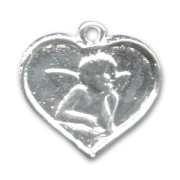 Dije ángel corazón 15x16 mm plateado x1