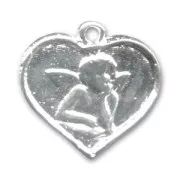 Dije ángel corazón 15x16 mm plateado x1