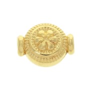 Cuenta redonda trabajada motivo flor de zamac 10x8 mm - Dorado con oro fino x1|raw }}