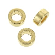 Cuentas arandalas Heishi de láton - disco plano grande agujero 7x3 mm - Dorado con oro fino x1|raw }}