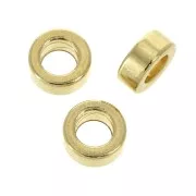 Cuentas arandalas Heishi de láton - disco plano grande agujero 7x3 mm - Dorado con oro fino x1