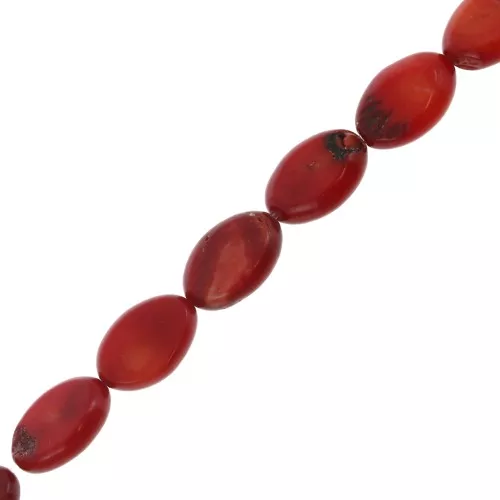 Cuenta ovalada irregular aplanada 13x8.5 mm de bambú imitación coral - Rojo x1