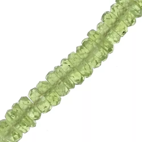 Cuentas arandalas Heishi facetadas - Gema 5x2 mm - Peridoto x20