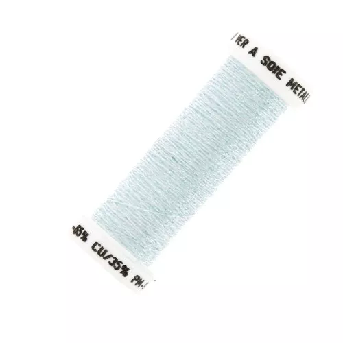 Hilo para bordar para bordado de Lunéville metalizado trenzado 4 Azul clair (