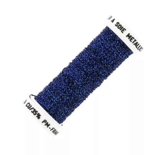 Hilo para bordar para bordado de Lunéville metalizado trenzado 4 Azul roi (03