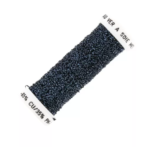 Hilo para bordar para bordado de Lunéville metalizado trenzado 4 Azul nuit (0