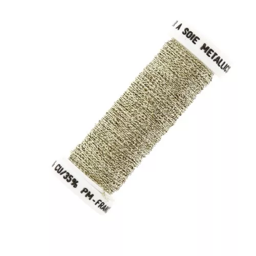 Hilo para bordar para bordado de Lunéville metalizado trenzado 4 Or pâle (030