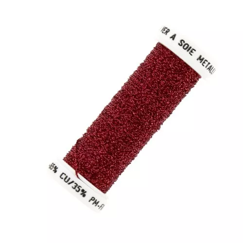 Hilo para bordar para bordado de Lunéville metalizado trenzado 4 Rojo (031)