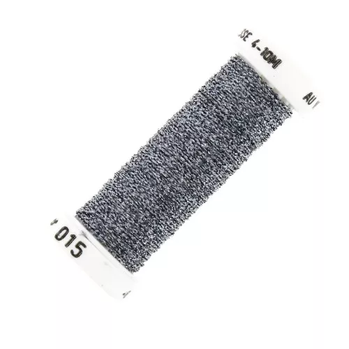 Hilo para bordar para bordado de Lunéville metalizado trenzado 4 Gris Azul (0