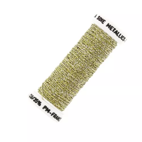 Hilo para bordar para bordado de Lunéville metalizado trenzado 4 Or jaune (12