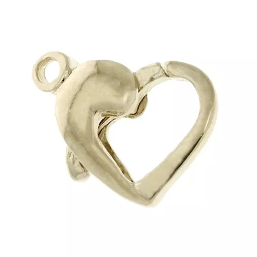 Cierre mosquetón Corazón para pulsera o collar 13 mm Chapado de Oro 3 micras x1