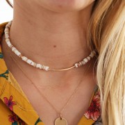 Cuenta Heishi arandelas conchas 6 mm Azul Nuit x41 cm