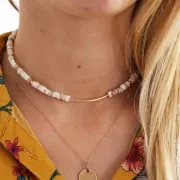 Cuenta Heishi arandelas conchas6 mm Rosa x39cm