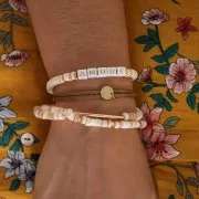 Cuenta Heishi arandelas conchas 6 mm marron x38 cm