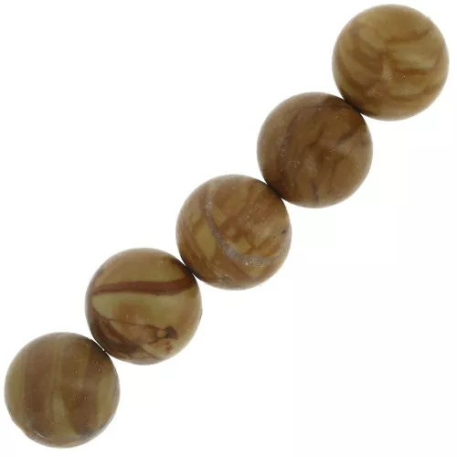 Cuentas redondas de piedra gema 6 mm - Jaspe maderax15
