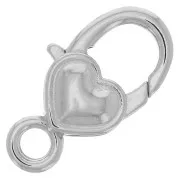 Cierre mosquetón corazón 27 mm Rodio  x1