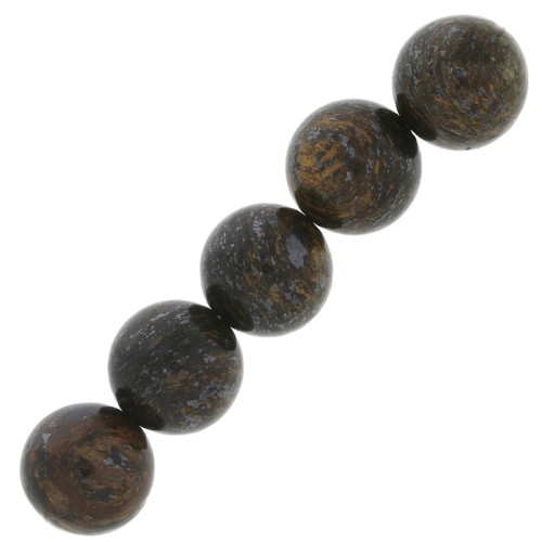 Cuentas redondas 10 mm piedra gema Bronzite x5
