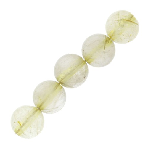 Cuentas redondas en piedra gema 6 mm - Quartz rutile jaune x15