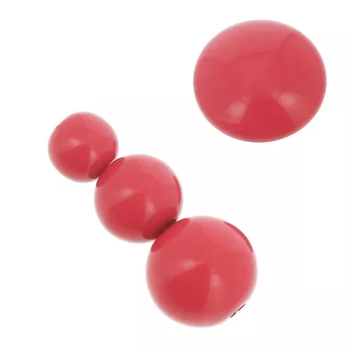 Surtido de 26 cuentas redondas y 2 cabujones de resina opaca - Color Rojo Clair