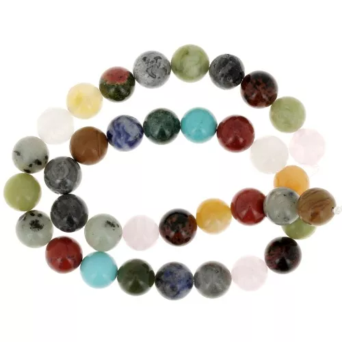 Mezcla de cuentas redondas de piedras preciosas de 10mm x37cm
