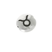 Cuenta redonda plana de metal 8 mm - Signo del Zodiaco Toro - Plateado envejecido x1