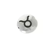 Cuenta redonda plana de metal 8 mm - Signo del Zodiaco Toro - Plateado envejecido x1