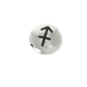 Cuenta redonda plana de metal 8 mm - Signo del Zodiaco Sagitario- Plateado envejecido x1
