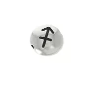 Cuenta redonda plana de metal 8 mm - Signo del Zodiaco Sagitario- Plateado envejecido x1