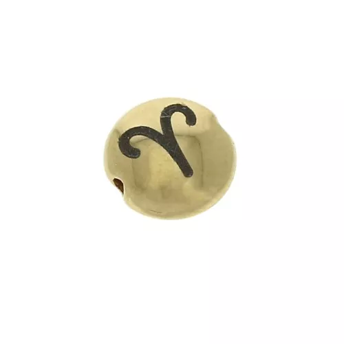 Cuenta redonda plana de metal 8 mm - Signo del Zodiaco Aries - Dorado x1