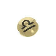Cuenta redonda plana de metal 8 mm - Signo del Zodiaco Libra - Dorado x1|raw }}