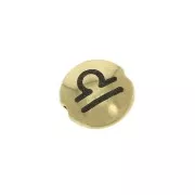 Cuenta redonda plana de metal 8 mm - Signo del Zodiaco Libra - Dorado x1