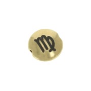 Cuenta redonda plana de metal 8 mm - Signo del Zodiaco Virgo - Dorado x1|raw }}