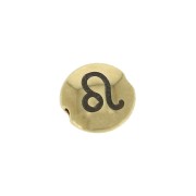 Cuenta redonda plana de metal 8 mm - Signo del Zodiaco Leo - Dorado x1|raw }}