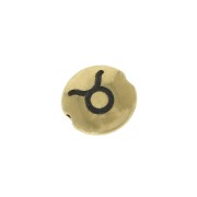 Cuenta redonda plana de metal 8 mm - Signo del Zodiaco Toro - Dorado x1|raw }}