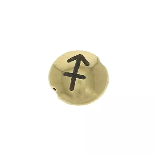Cuenta redonda plana de metal 8 mm - Signo del Zodiaco Sagitario - Dorado x1